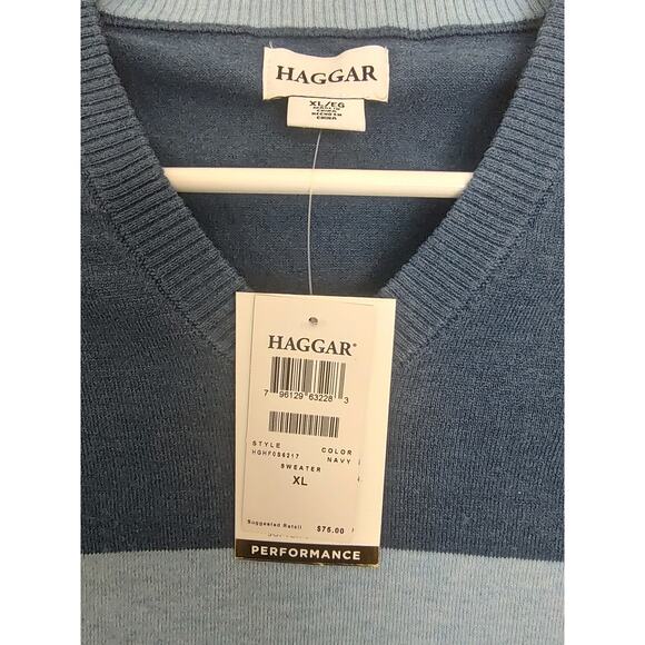 Hagger, Mens Pullover Performance Sweater, V-Neck, Blue, Size XL, MWT $70.00 - Picture 3 of 7